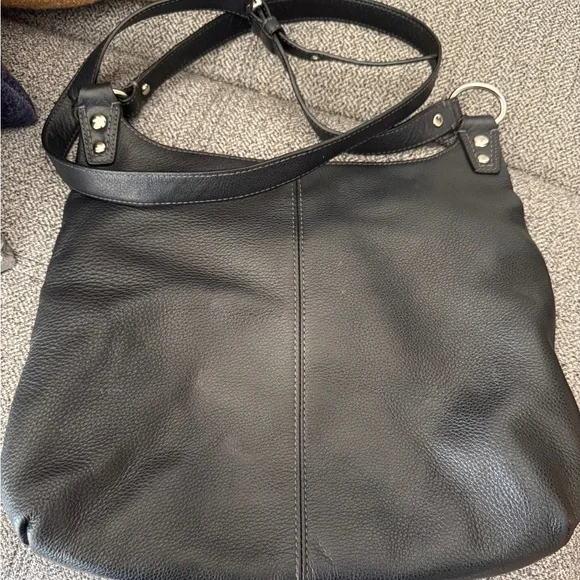 Coach Black Leather Crossbody Bag with Silver Accents - Picture 3 of 9